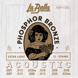 Струны для 12-струнной гитары LA BELLA 7GP-12XL 9-48