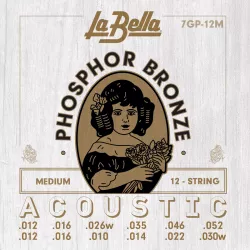 Струны для 12-струнной акустической гитары La Bella 7GP-12M 12-52
