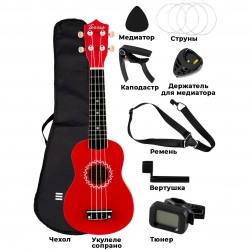 Комплект укулеле сопрано TERRIS JUS-10 RD PACK