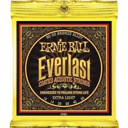 Струны для акустической гитары Ernie Ball 2560 Everlast Coated 80/20 Bronze Extra Light 10-50