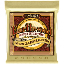 Струны для классической гитары Ernie Ball 2069 Earthwood Folk Nylon Clear & Gold Ball End