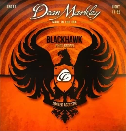 Струны для акустической гитары с покрытием Dean Markley DM8011 Blackhawk Pure Bronze, 11-52