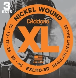 Струны для электрогитары D'Addario EXL110-3D 10-46 (3 комплекта)