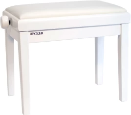 Becker PB-3PW/WV Lux банкетка белая полированная, сиденье белый вельвет, подъемный механизм регулировки высоты