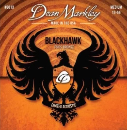 Струны для акустической гитары с покрытием Dean Markley DM8013 Blackhawk Pure Bronze, 13-56