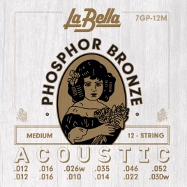 Струны для 12-струнной акустической гитары La Bella 7GP-12M 12-52