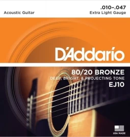 Струны для акустической гитары D'addario EJ10 10-47