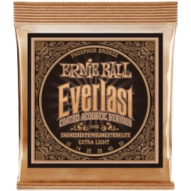 Струны для акустической гитары Ernie Ball 2550 Everlast Coated 80/20 Bronze Extra Light 10-50