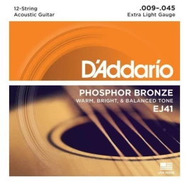 Струны для 12-струнной акустической гитары D’Addario EJ41 9-45