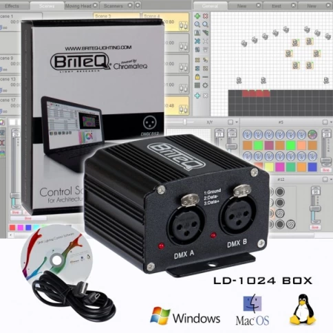 Программа управления световыми приборами Briteq LD-1024BOX DMX Interface 1024ch/300kB фото 1
