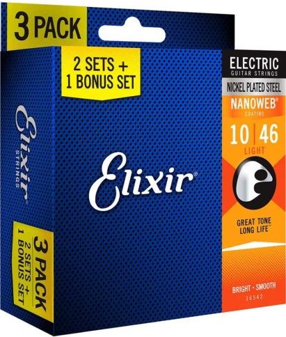 Струны для электрогитары Elixir 16542 (3 pack) 10-46 фото 1