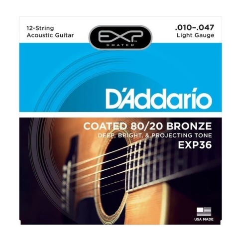 Струны для 12-струнной акустической гитары D'ADDARIO EXP36 10-47 фото 1