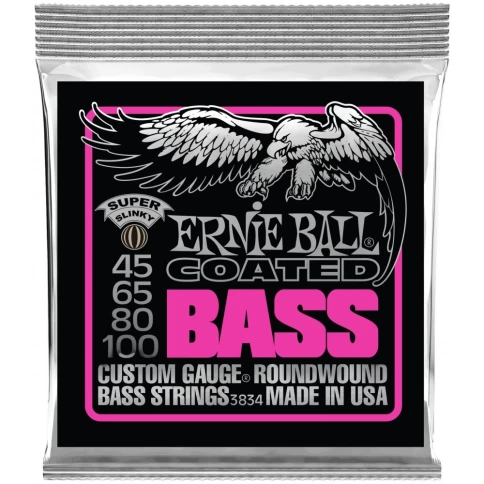 Струны для бас-гитары Ernie Ball 3834 Coated Bass Super Slinky 45-100 фото 1