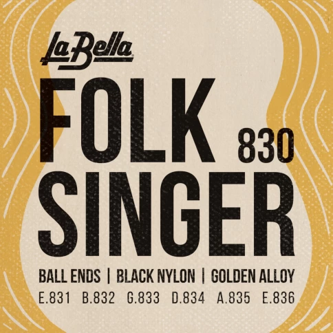 Струны для классической и фолк гитары LA BELLA 830 FOLKSINGER BLACK NYLON фото 1