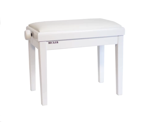 Becker PB-3PW/WL Lux банкетка белая полированная, сиденье белая эко кожа, подъемный механизм регулировки высоты фото 1