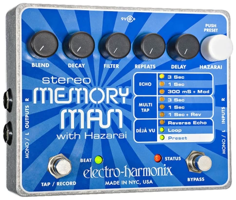 Педаль эффектов Electro-Harmonix Stereo Memory Man w/Hazarai фото 1