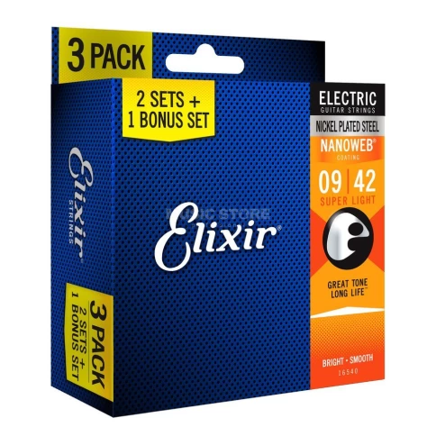Струны для электрогитары Elixir 16540 (3Pack) 9-42 фото 1