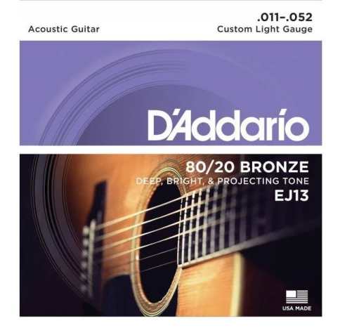Струны для акустической гитары D'addario EJ13 11-52 фото 1