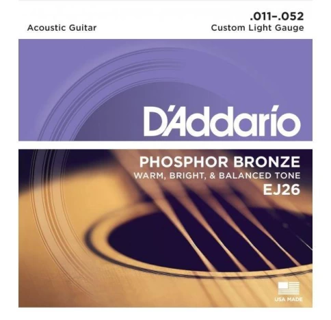 Струны для акустической гитары D'addario EJ26 11-52 фото 1