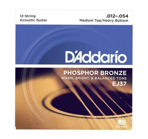 Струны для 12-стр акустической гитары D'ADDARIO EJ37 (12-52) фото 1