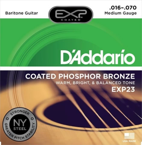 Струны для акустической гитары баритон D'addario EXP23 16-70 фото 1