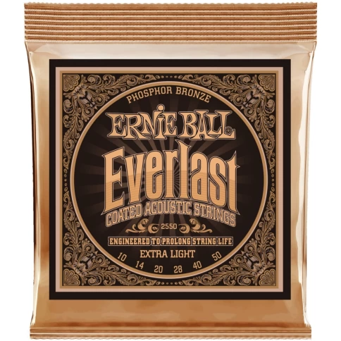 Струны для акустической гитары Ernie Ball 2550 Everlast Coated 80/20 Bronze Extra Light 10-50 фото 1