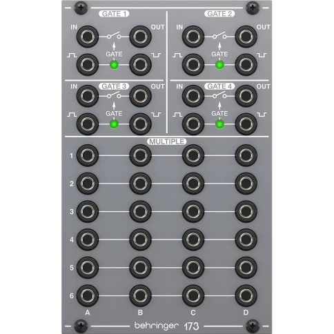 BEHRINGER 173 QUAD GATE/MULTIPLES модуль с 4мя гейтами и патч-матрицей 4х6, формат Eurorack фото 1