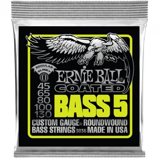 Струны для бас-гитары Ernie Ball 3836 Coated Bass Regular Slinky 45-130 фото 1