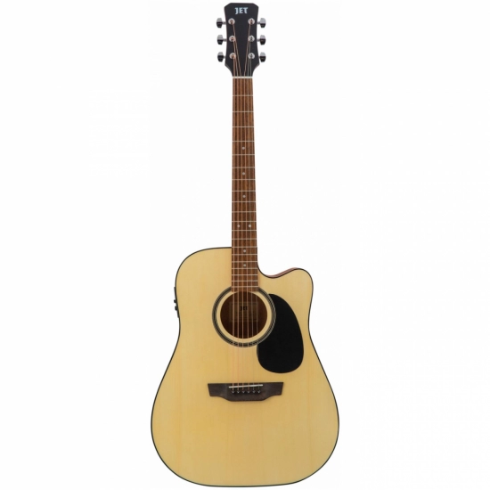JET JDEC-255 OP - электроакустическая гитара, дредноут с вырезом, ель/красное дерево, цвет натуральный фото 1