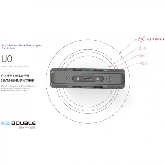 Трансакустический звукосниматель для укулеле X2 DOUBLE U0 фото 7