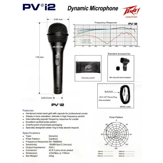 Набор для вокалиста микрофон PEAVEY PV MSP2 XLR фото 3